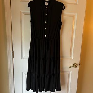 Anne Klein Black Button-Down Midi Dress